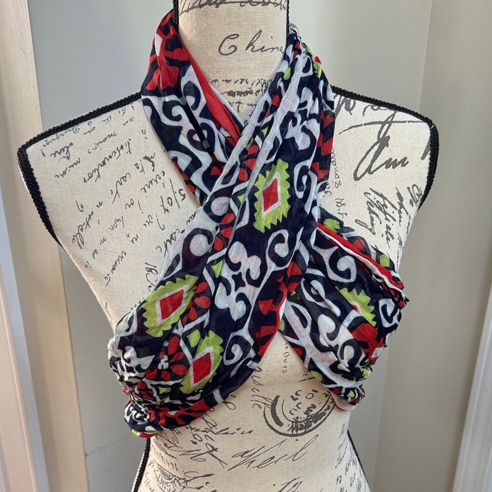 Vera Bradley Oblong Colorful Sun Valley Patterned Scarf Pareo Wrap Coverup